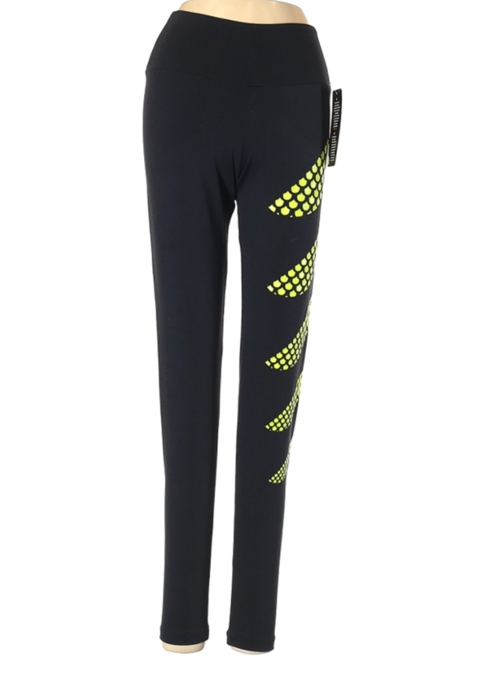 D'moniky Fashion Brazilian Leggings in Black with Yellow embossed print.
